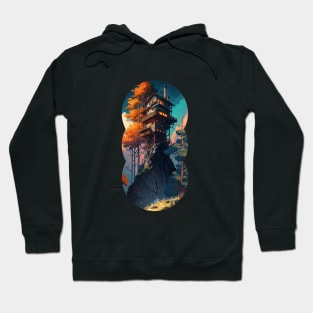 Lookout Tower on a Mountain Side Hoodie